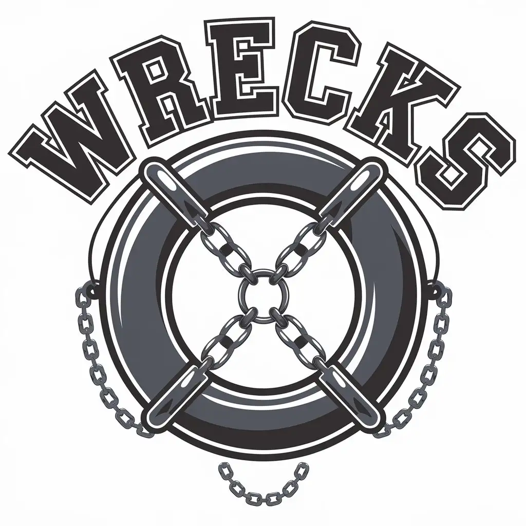 LOGO Design for WRECKS Vector Life Ring and Chain Symbol for Automotive Industry