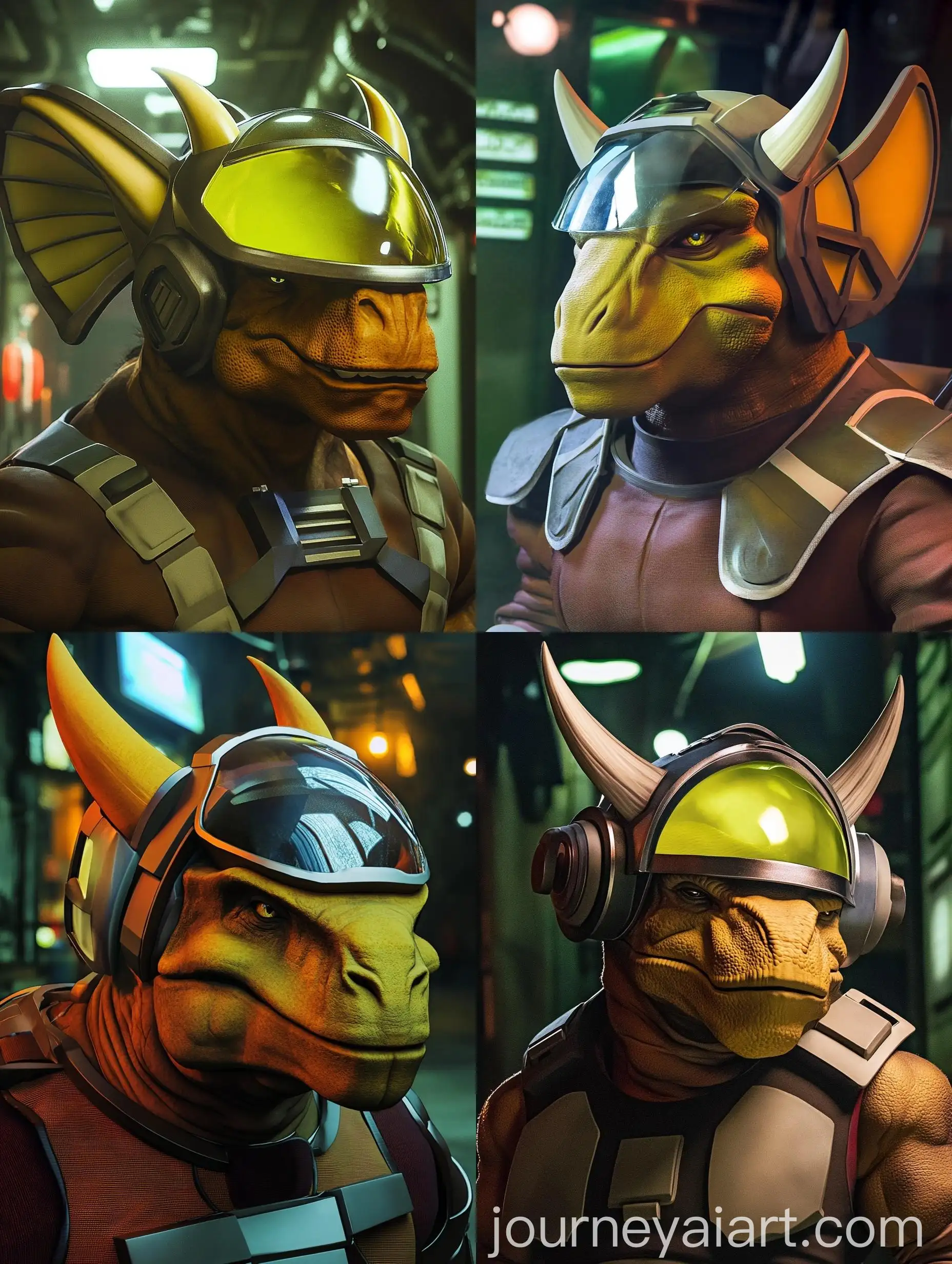 Muscular-Dinosaur-Triceratops-Alien-in-Dark-Night-Alley