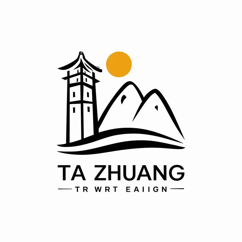 LOGO-Design-for-Ta-Zhuang-Tower-and-Mountain-with-Clear-Background-and-Moderate-Style