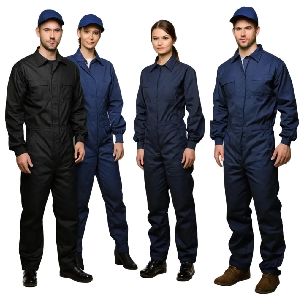 Group-of-People-in-Coveralls-Working-in-Auto-Repair-Shops-PNG-Image-for-Professional-Use