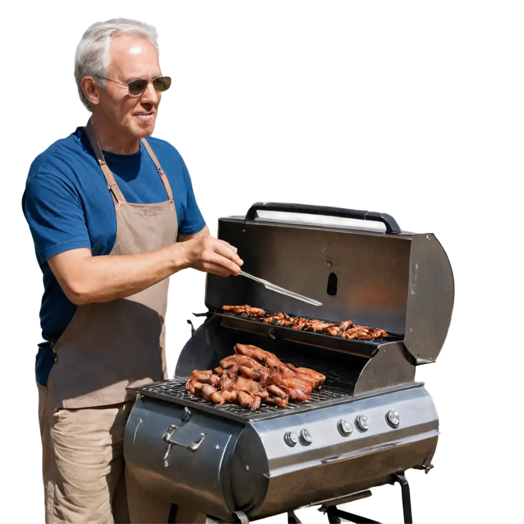 Man-Eating-Barbecue-PNG-Image-Savory-Scenes-of-Grilling-Delights