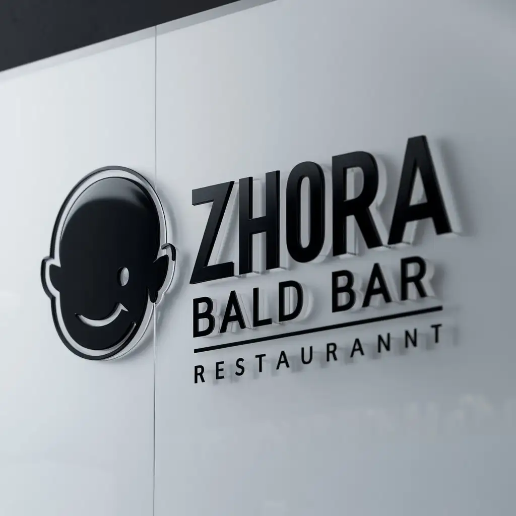 LOGO-Design-For-Zhora-Bald-Bar-Bald-Shiny-Head-Symbol-in-Restaurant-Industry