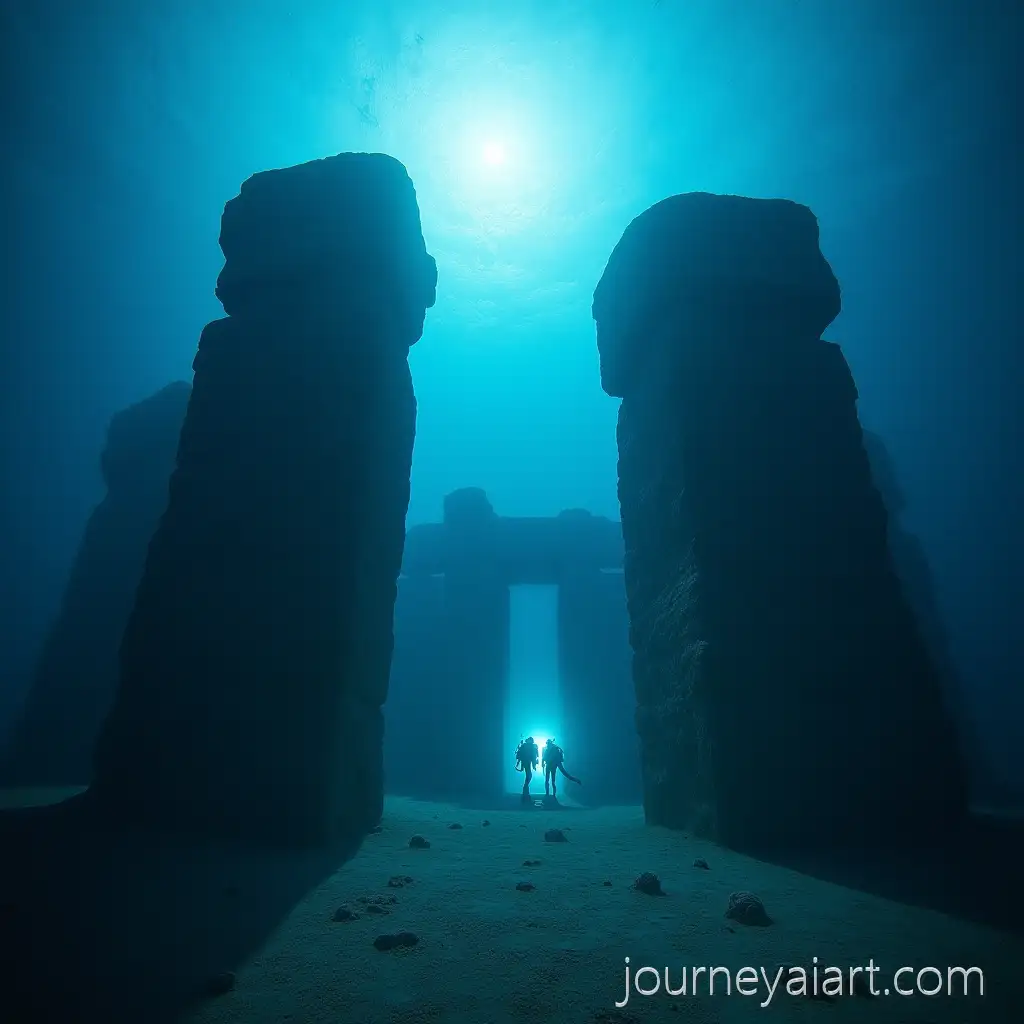 Stonehenge-Submerged-in-the-Sea-with-Divers-and-Archaeological-Remains