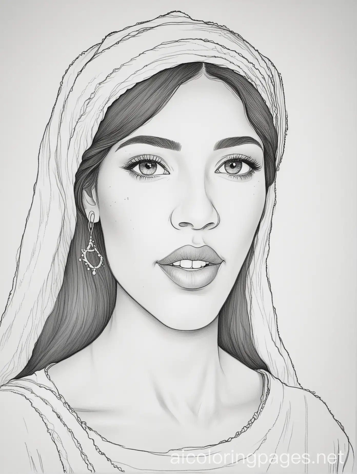 Trinidad-Christian-Woman-Coloring-Page-Black-and-White-Line-Art