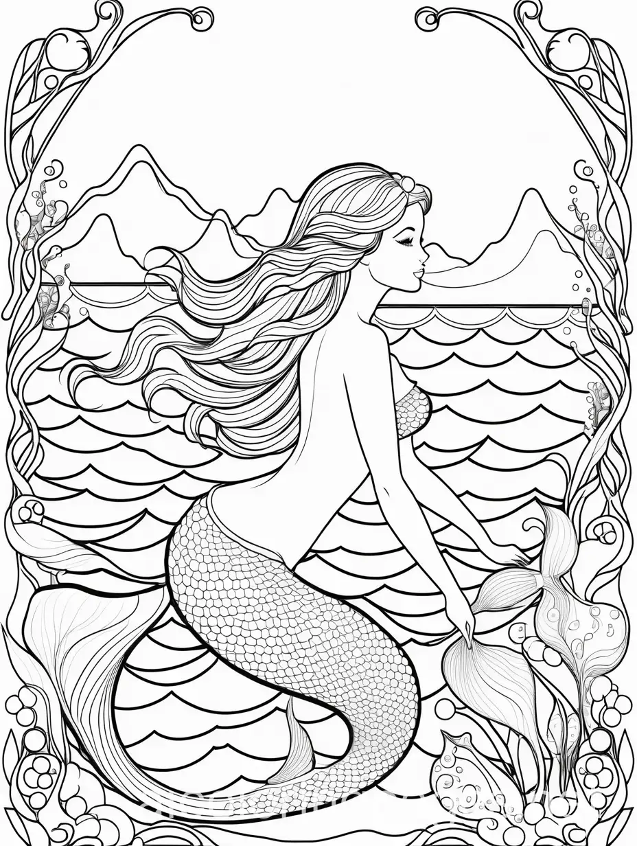 Enchanting-Mermaid-Swimming-in-a-Simplistic-Coloring-Page