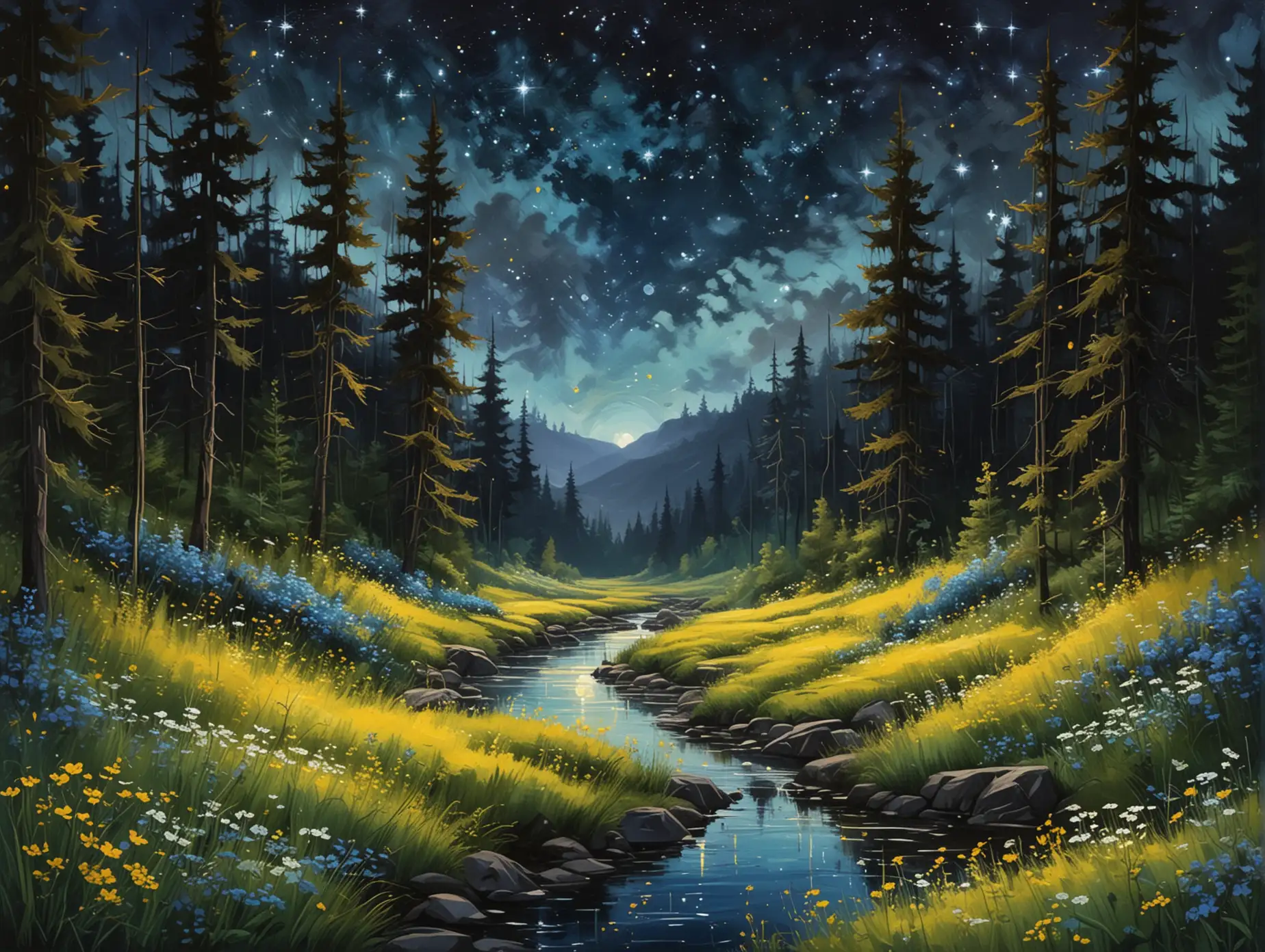 Dreamy-Night-Forest-Landscape-with-Vibrant-Starry-Sky