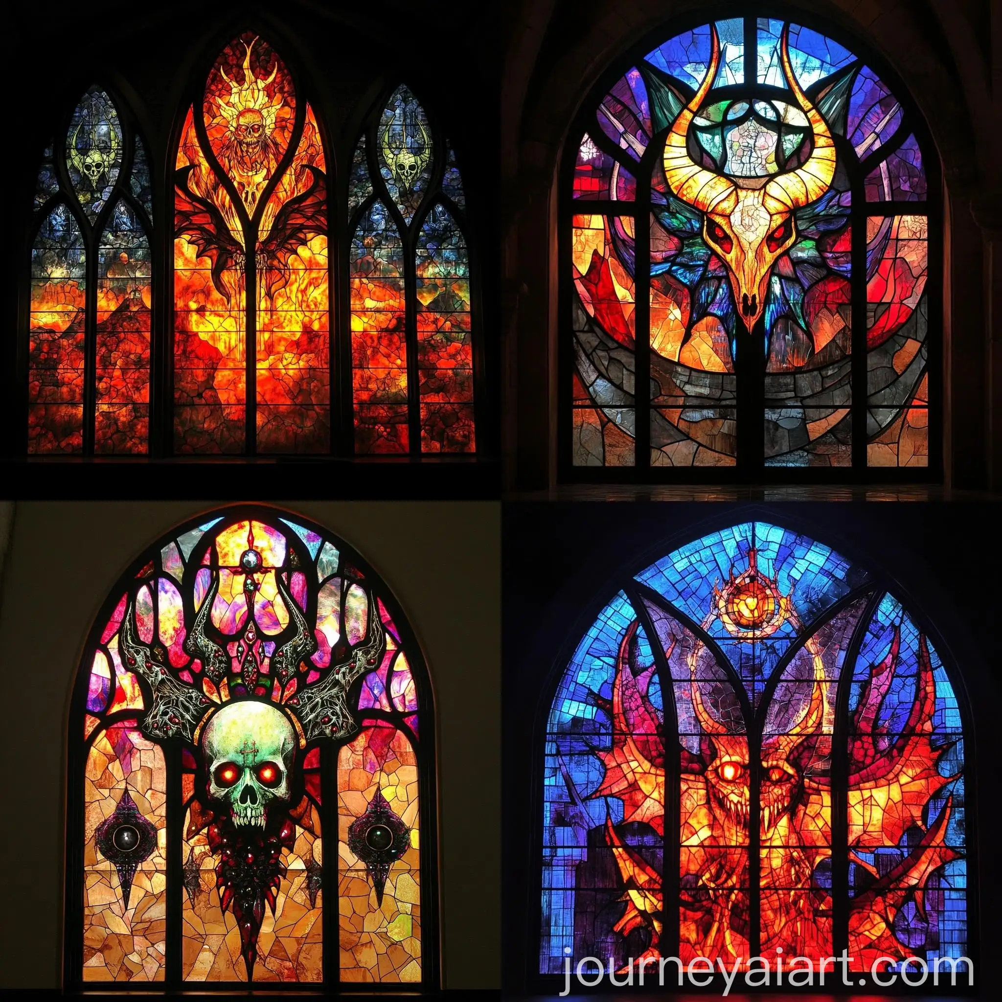 Stained-Glass-Satanic-Church-Scene-with-Gothic-Architecture