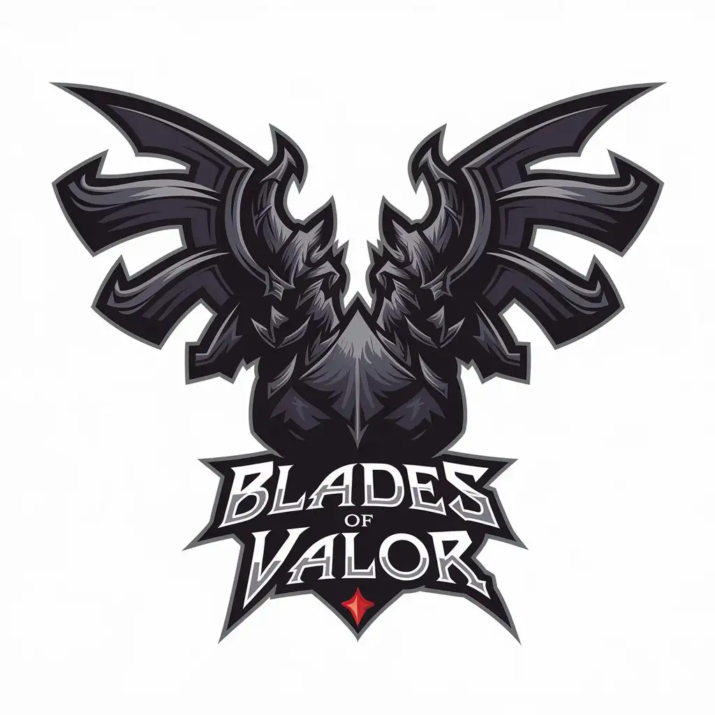 LOGO-Design-For-Blades-of-Valor-Dark-RPG-Game-Adventure-Theme