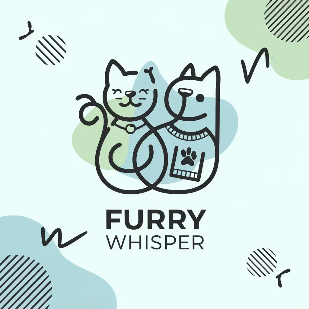 LOGO Design for Furry Whisper Playful Pet Apparel with Soft Pastels and Abstract Elements