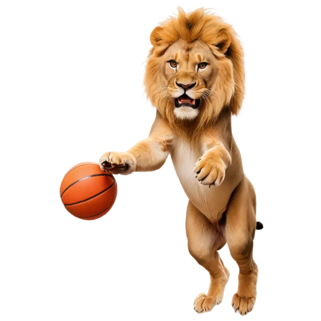 LION DUNKING A BASKETBALL