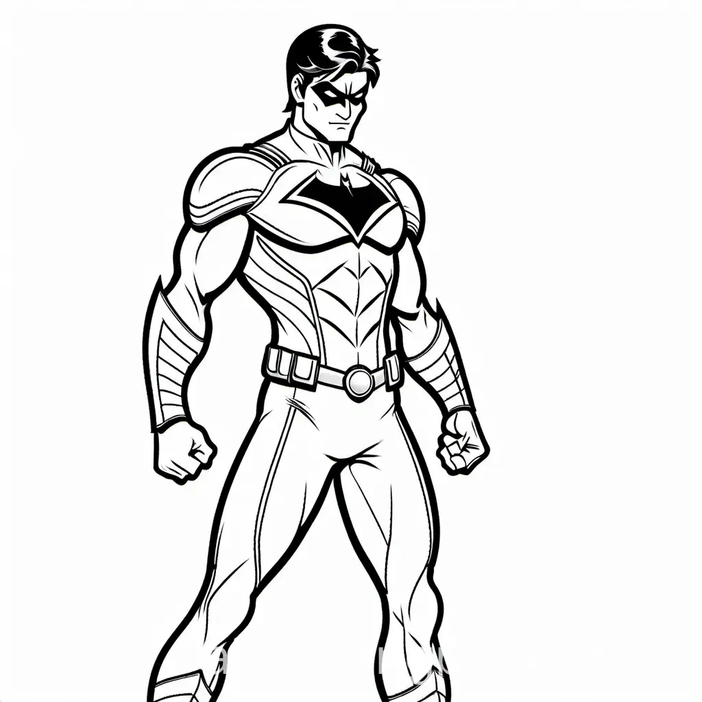 Justice-Leagues-Nightwing-Black-and-White-Line-Art-Coloring-Page