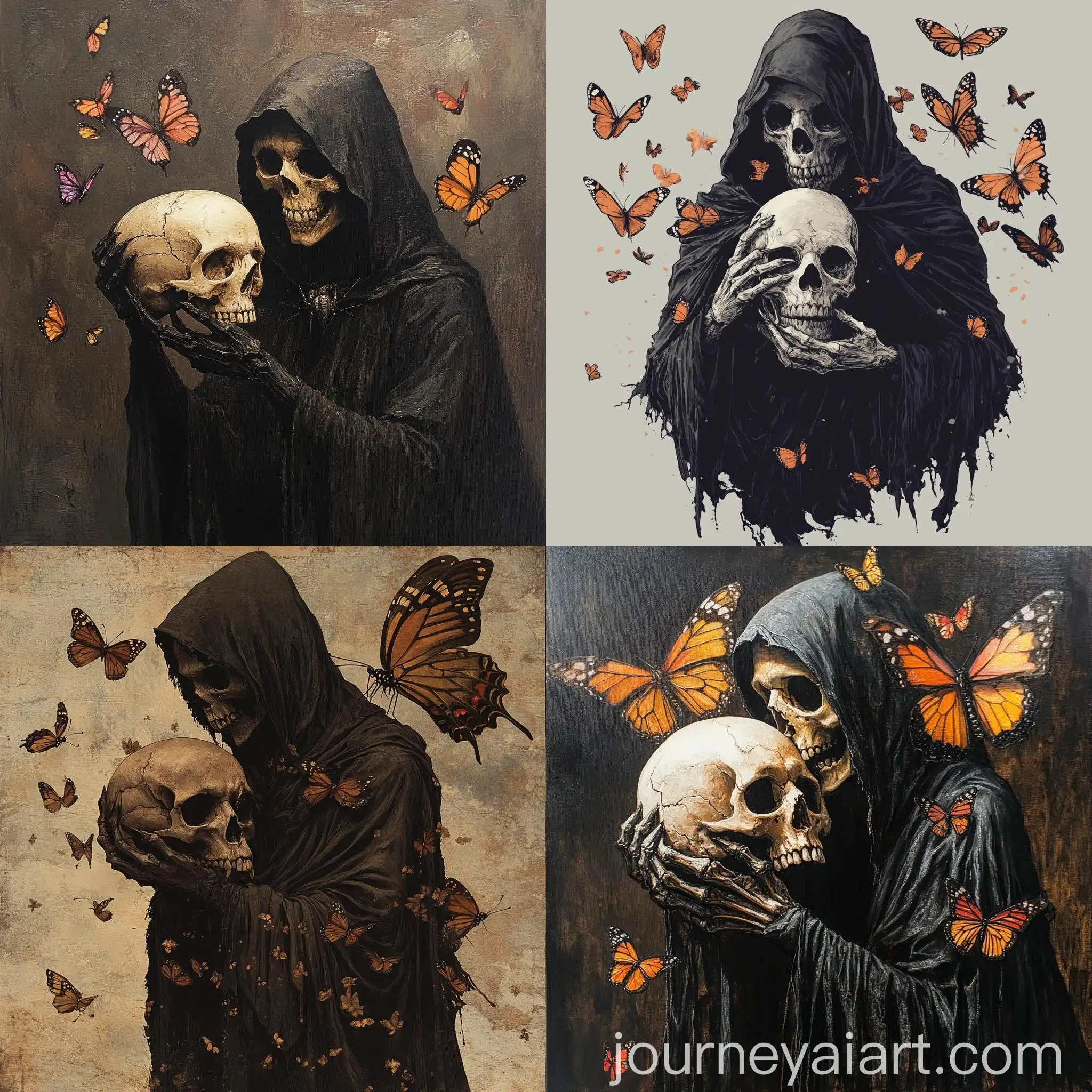 Reaper-Holding-Skull-with-Butterflies-in-Surreal-Art
