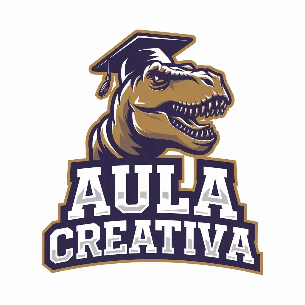 a vector logo design,with the text "Aula Creativa", main symbol:Student Tyrannosaurus Rex,Moderate,be used in Education industry,clear background