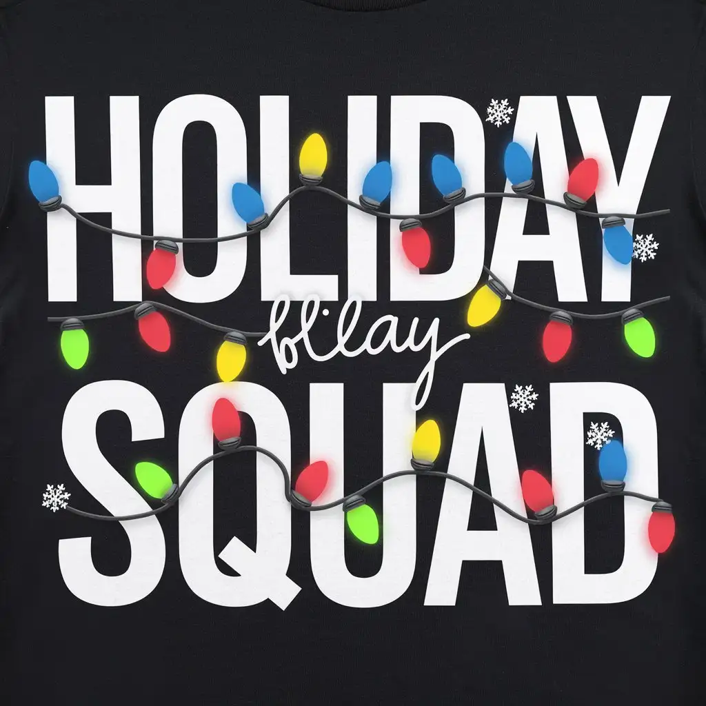 Festive-Holiday-Squad-TShirt-Design-with-Colorful-Christmas-Lights