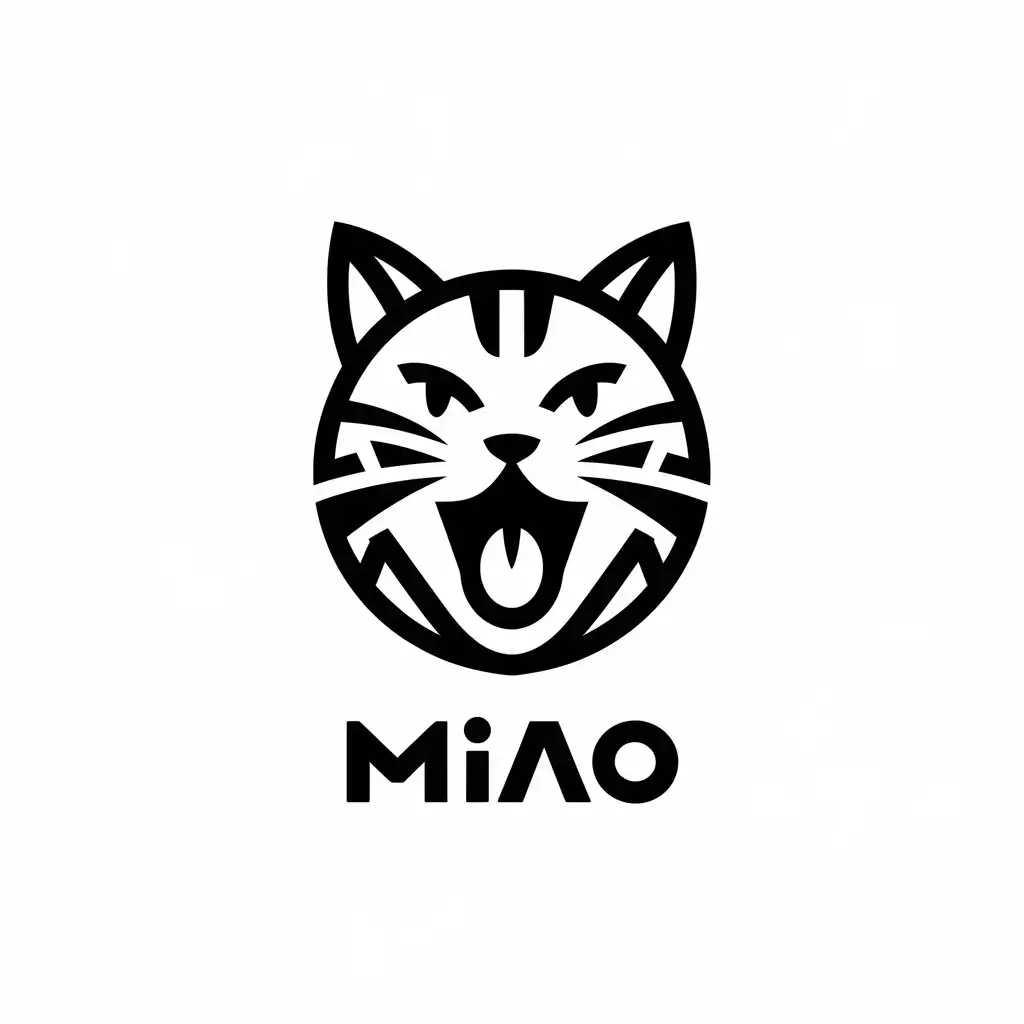 LOGO Design for Miao Cat Symbol with Modern and Minimalist Style on Clear Background