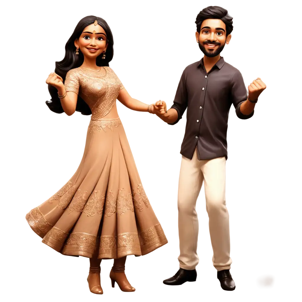 Indian-Couple-Caricature-Holding-Hands-and-Dancing-PNG-Vibrant-Art-for-Online-Engagement