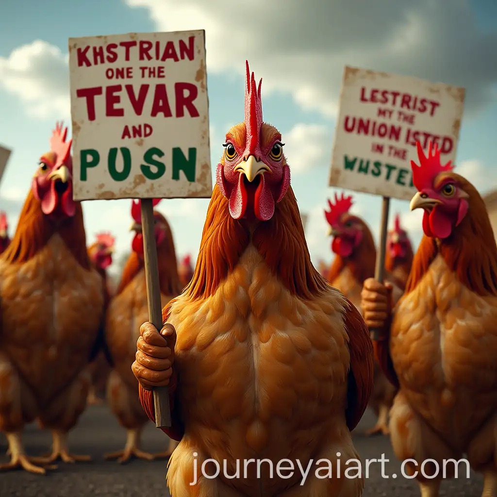 Angry-Revolutionary-Chickens-Demanding-Unionization-with-Picket-Signs