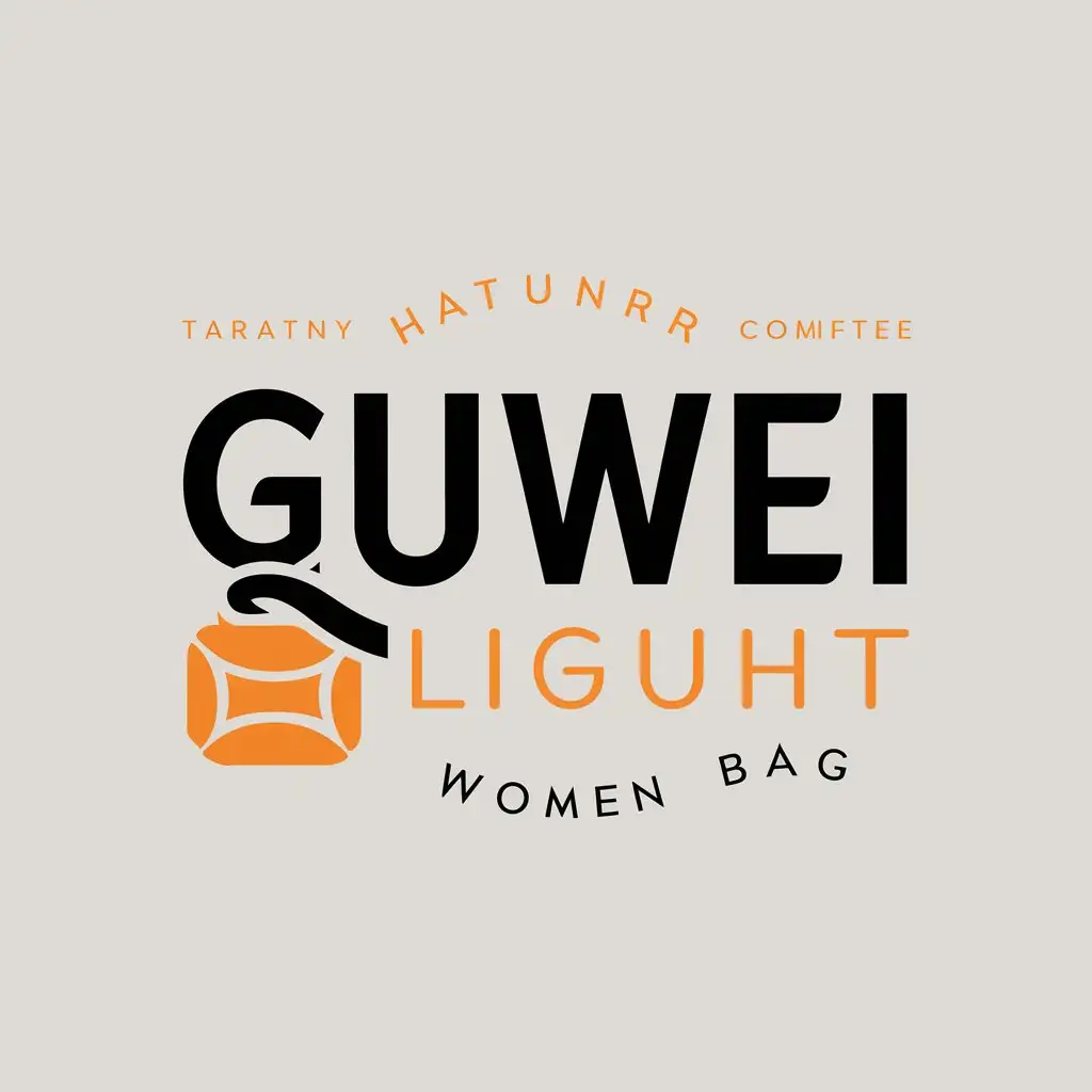 a vector logo design,with the text "Guwei light luxury women bag", main symbol:Orange low   black font,complex,be used in Retail industry,clear background