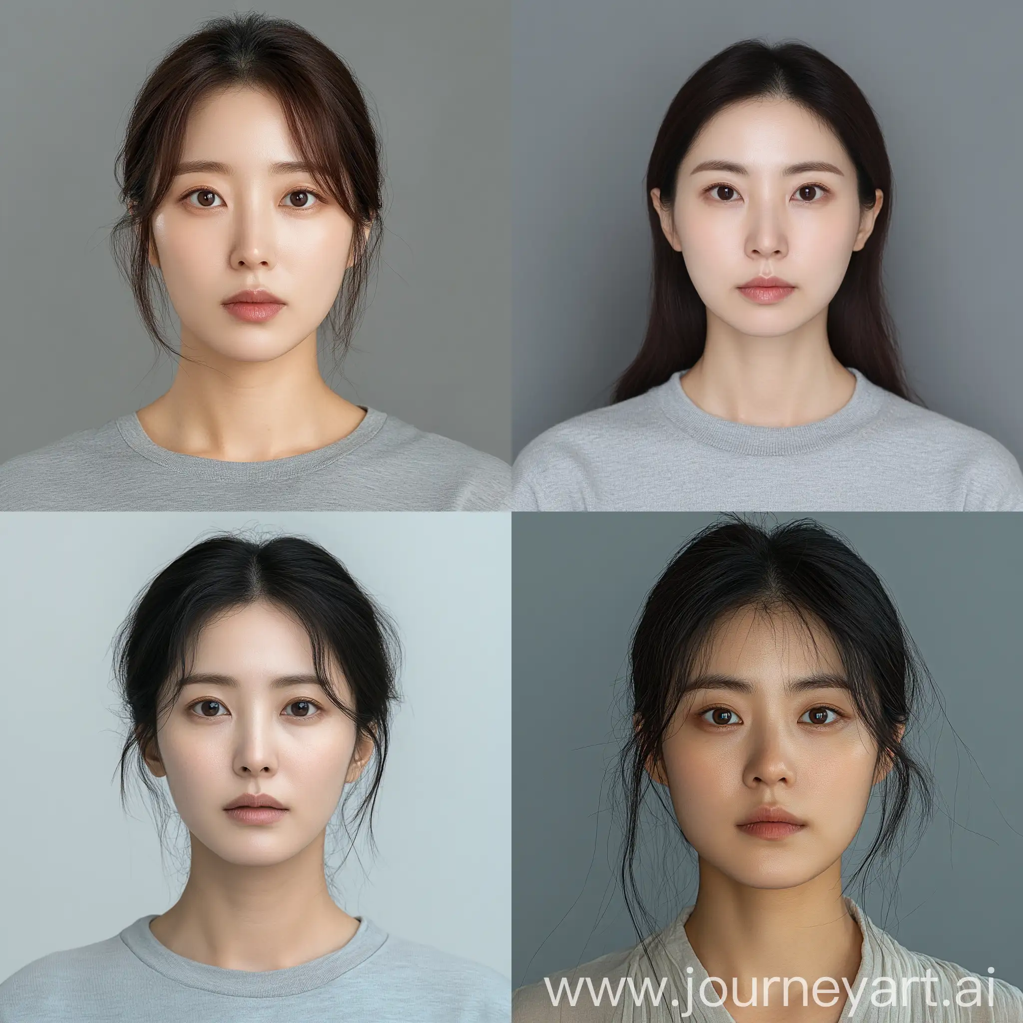 Realistic-Mugshot-of-a-30YearOld-Korean-Woman-on-Grey-Background