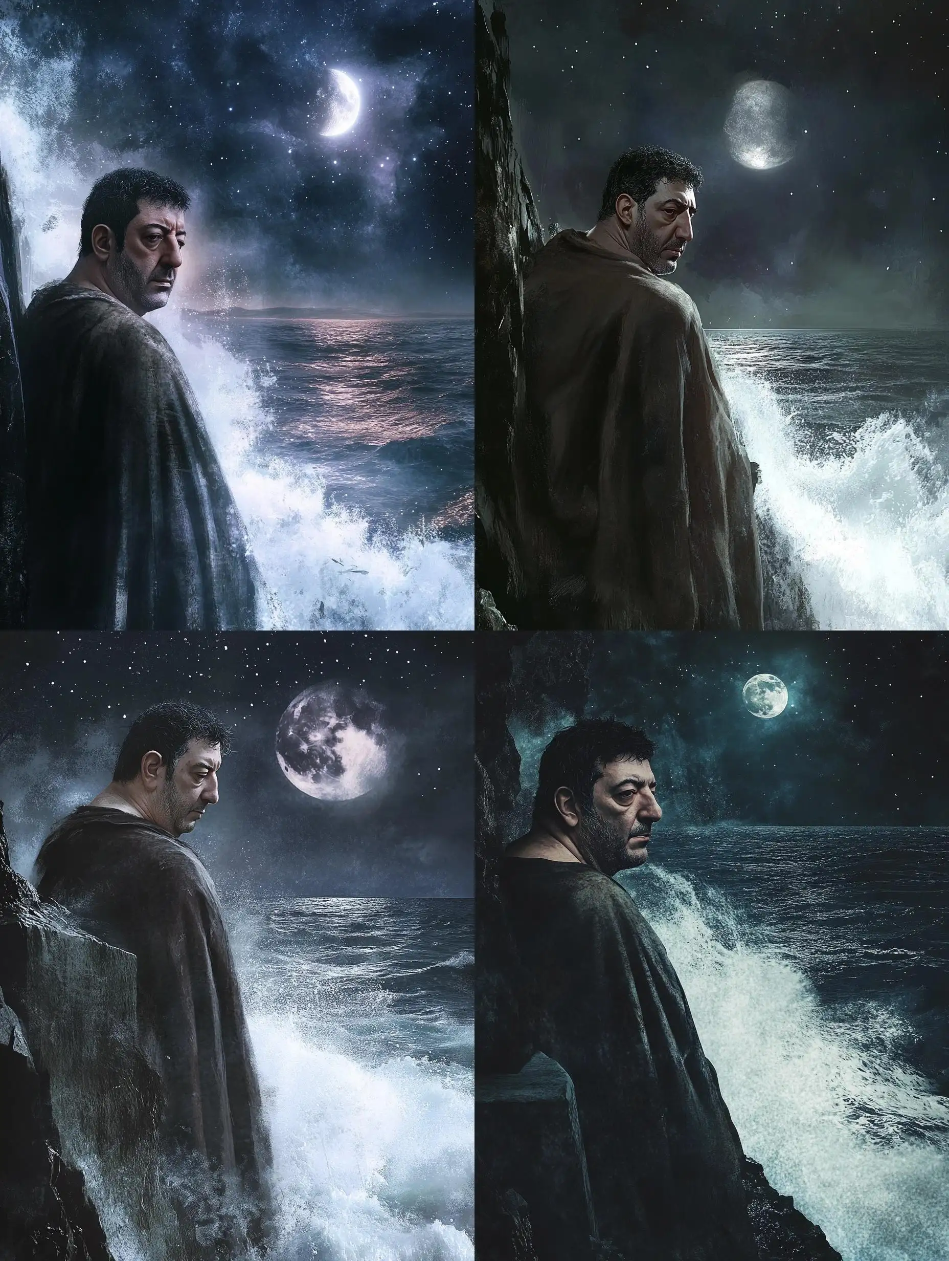 Dark-Fantasy-Warrior-overlooking-Sea-Cliff-under-Moonlight