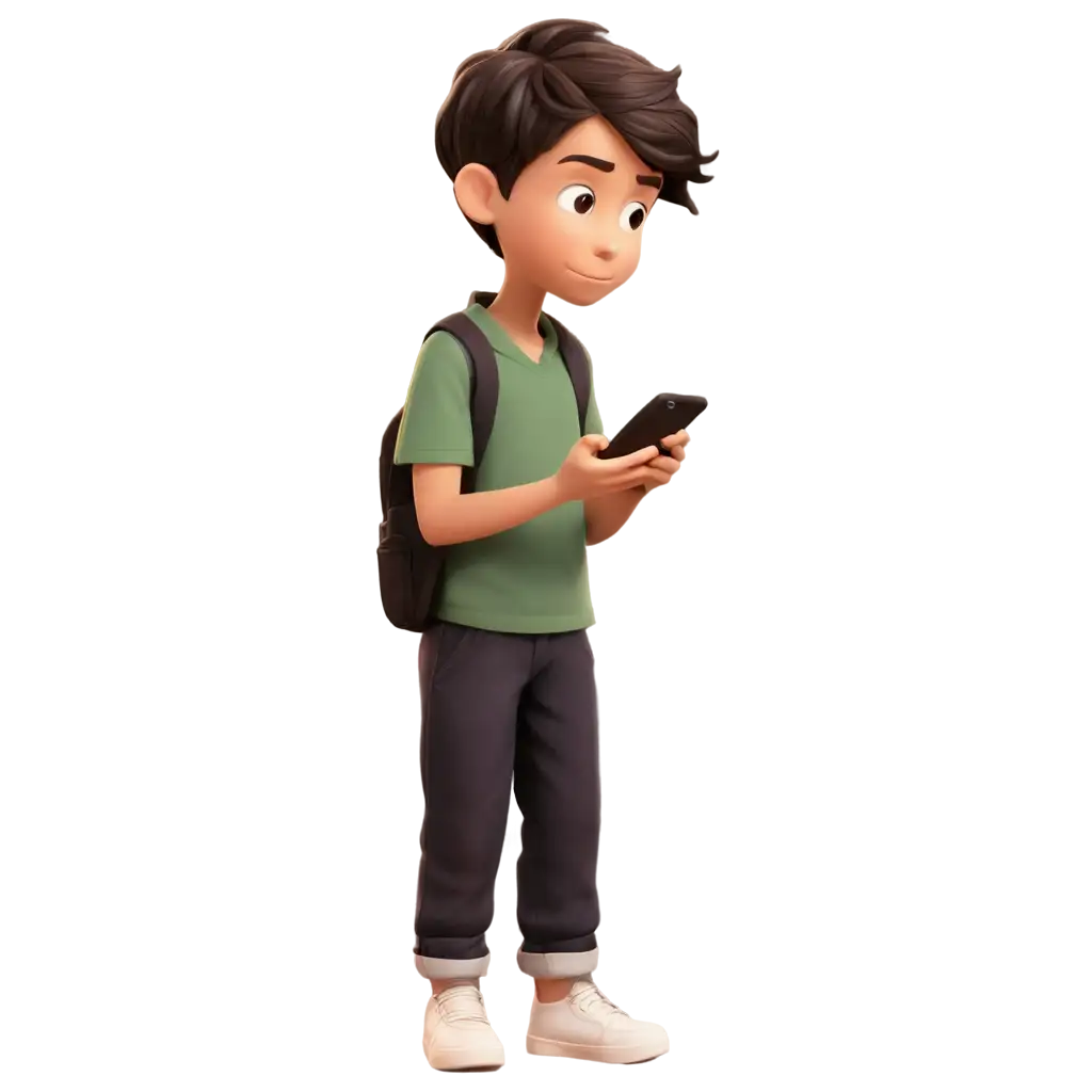 Boy-Looking-Down-from-the-Left-Side-on-a-Road-Solid-PNG-Illustration-for-Versatile-Use