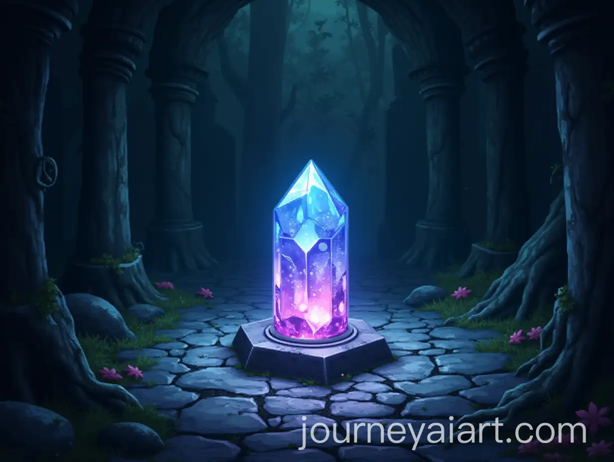 Main-Menu-Image-for-RPG-Les-chos-dElyndra-with-Abandoned-Temple-and-Crystal