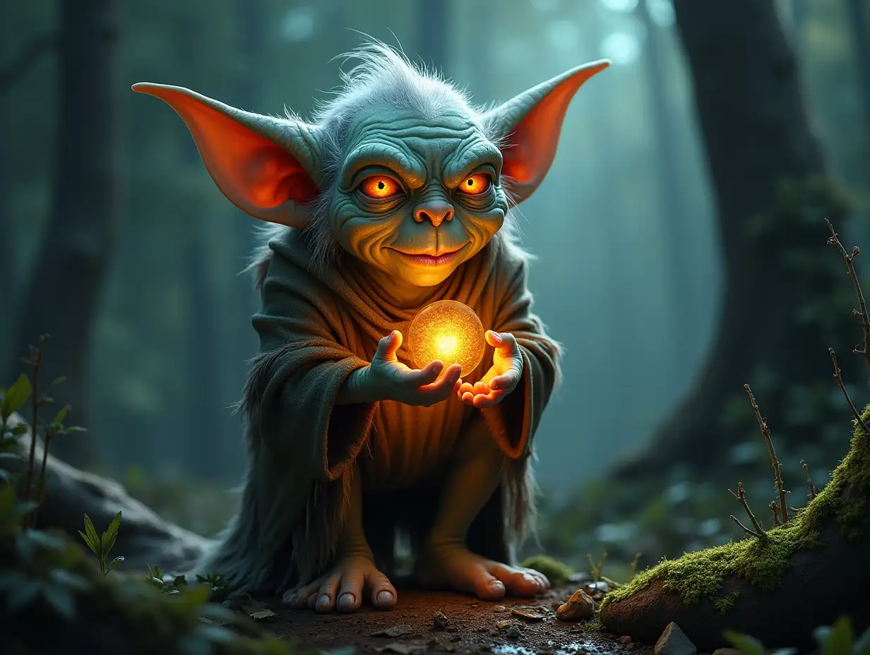 Elderly Woodland Goblin with Mystical Glow Art