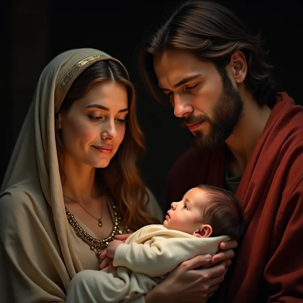 Mary-and-Joseph-with-Baby-Jesus-in-a-Cinematic-Birth-Scene