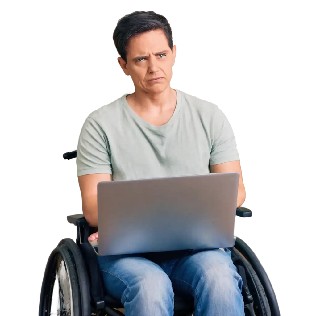 Hopeful-Disabled-Individual-in-Wheelchair-Checking-Bank-Account-PNG-Image-for-Realistic-Depictions-of-Financial-Concerns