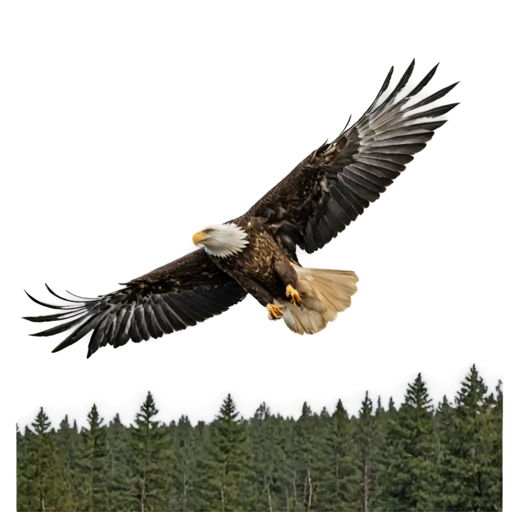 Flying-Eagle-PNG-with-Sky-and-Forest-Background-HighQuality-Image-for-Creative-Use