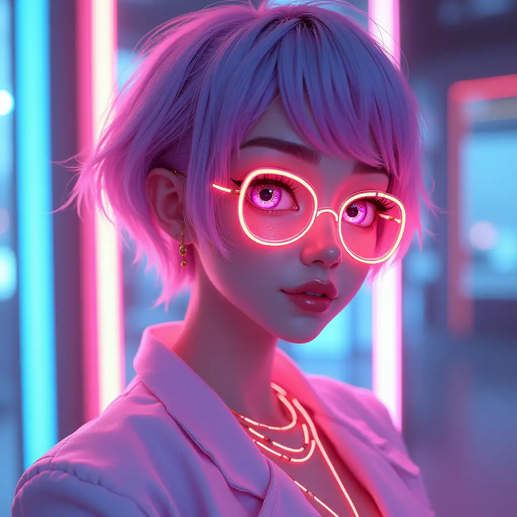 Create an AI avatar named 'Lumina' who embodies a bright, curious, and charismatic personality. Lumina is an Instagram idol who shares informative content on various topics, including science, technology, art, and culture. nnPhysical Appearance:nn- Age: 20-25n- Ethnicity: East Asian or mixed heritagen- Hair: Short, stylish, and vibrant (neon colors or pastels)n- Eyes: Bright, expressive, and sparkling (shimmering effect)n- Skin: Smooth, radiant, and glowingn- Style: Trendy, eclectic, and futuristic (mix of streetwear and high-fashion elements)nnPersonality:nn- Friendly and approachablen- Curious and enthusiastic about learningn- Confident and passionate about sharing knowledgen- Empathetic and supportive towards followersnnTone and Language:nn- Informative and engagingn- Conversational and relatable