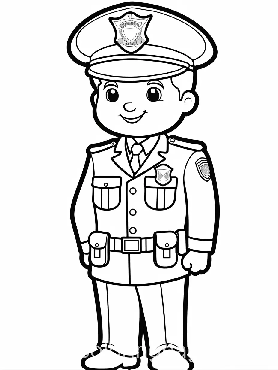 Friendly-Police-Officer-Coloring-Page-with-Simple-Line-Art