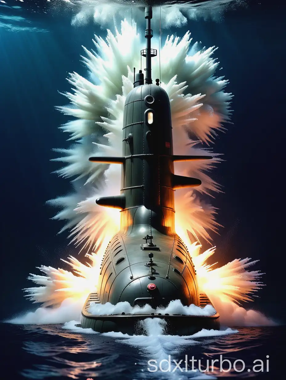 submarine exploding underwater