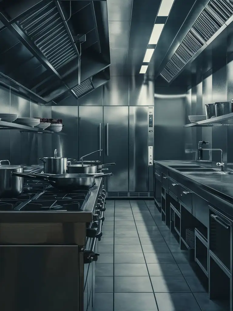 Empty Industrial Kitchen for Restaurant