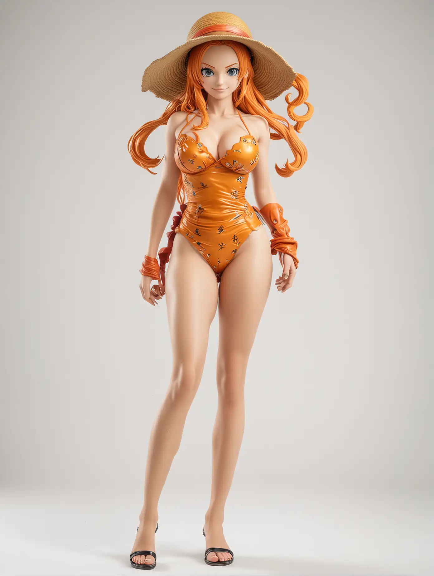 Full-body-shot-of-Nami (One Piece)-on-a-white-background-ensure-the-entire-body-including-head-torso-arms-legs-and-feet-is-fully-visible-in-the-frame