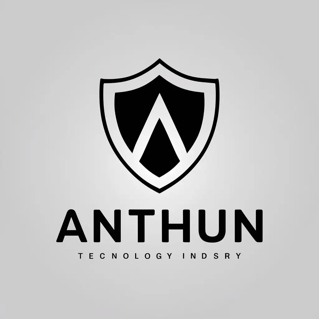 a vector logo design,with the text "Anthun", main symbol:shield,Moderate,be used in Technology industry,clear background