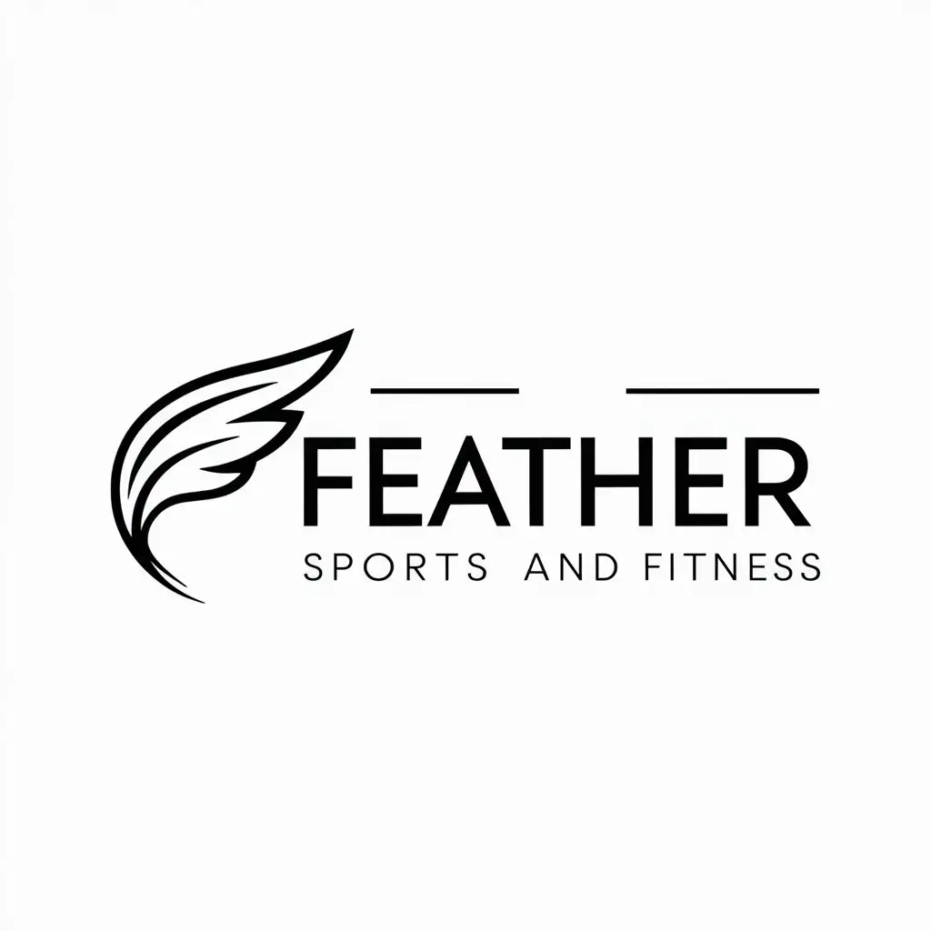 a logo design,with the text "feather", main symbol:feather or wing,Minimalistic,be used in Sports Fitness industry,clear background