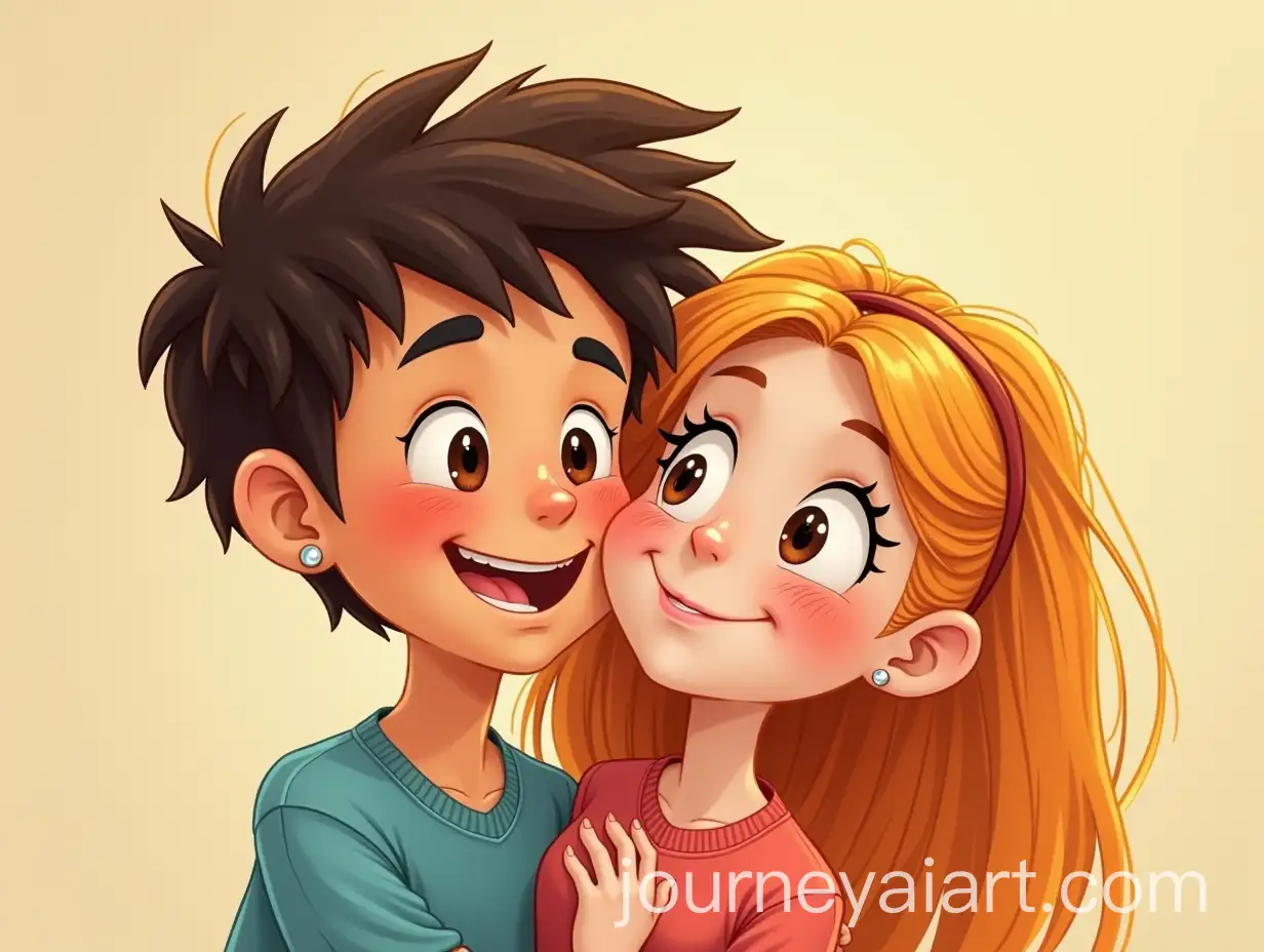 Cheerful-Boy-with-Big-Eyes-and-His-Girlfriend-in-the-Style-of-Aaron-Blaise