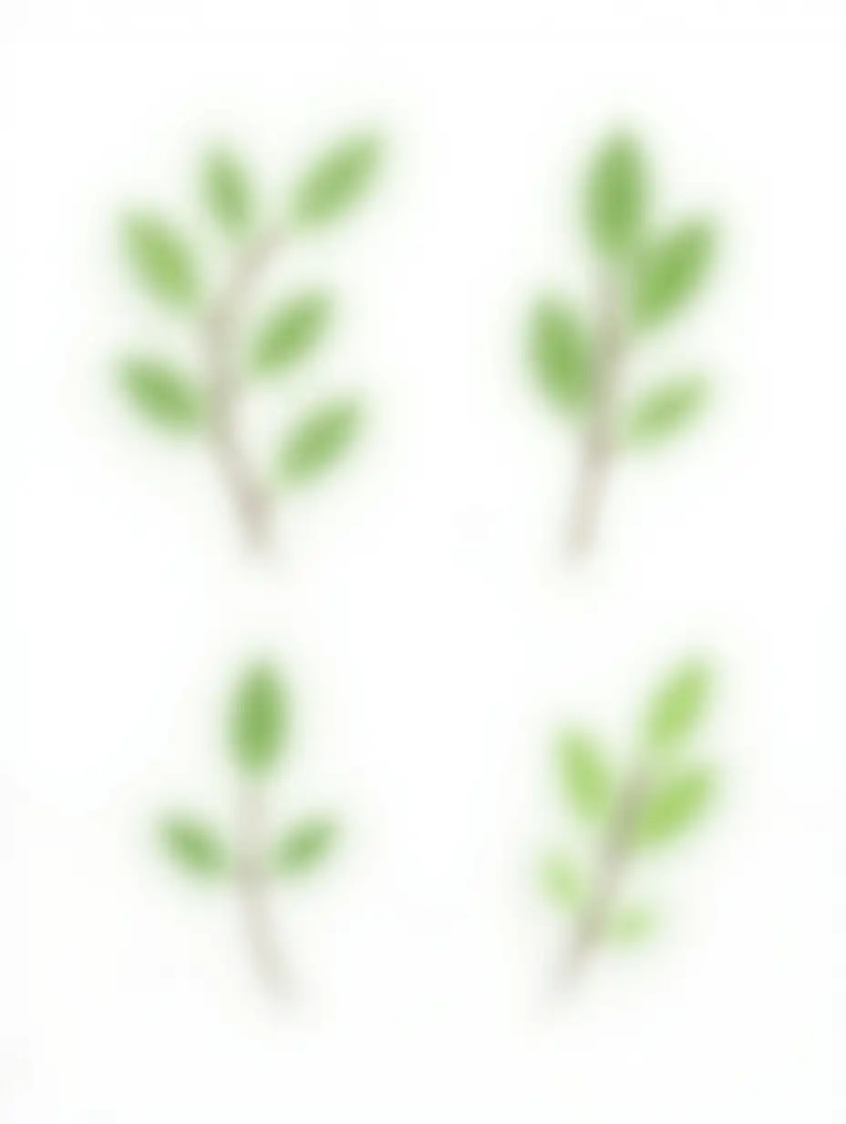 Four-Branches-with-Green-Leaves-on-White-Background