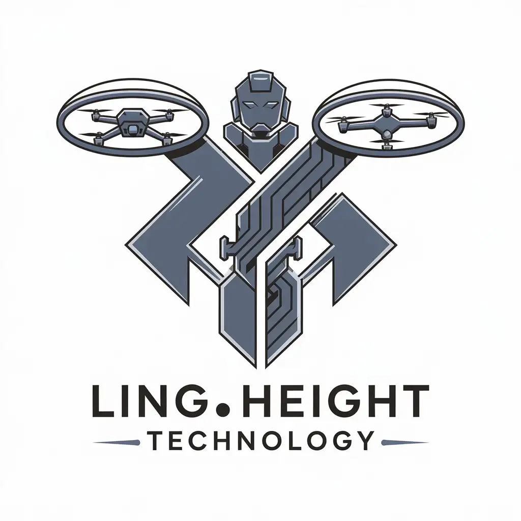 LOGO Design for Ling Height Technology Robot and Drone Merge in a Vector Style for the Tech Industry