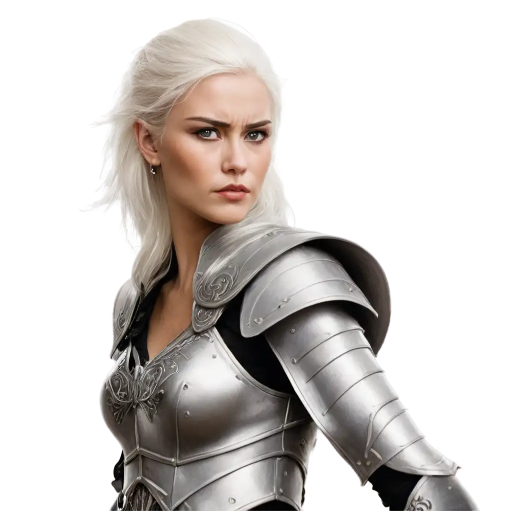 FantasyPNG-Image-Usage-Scenarios-Female-Warrior-with-White-Hair-PNG-Portrait-HighQuality-Digital-Artwork
