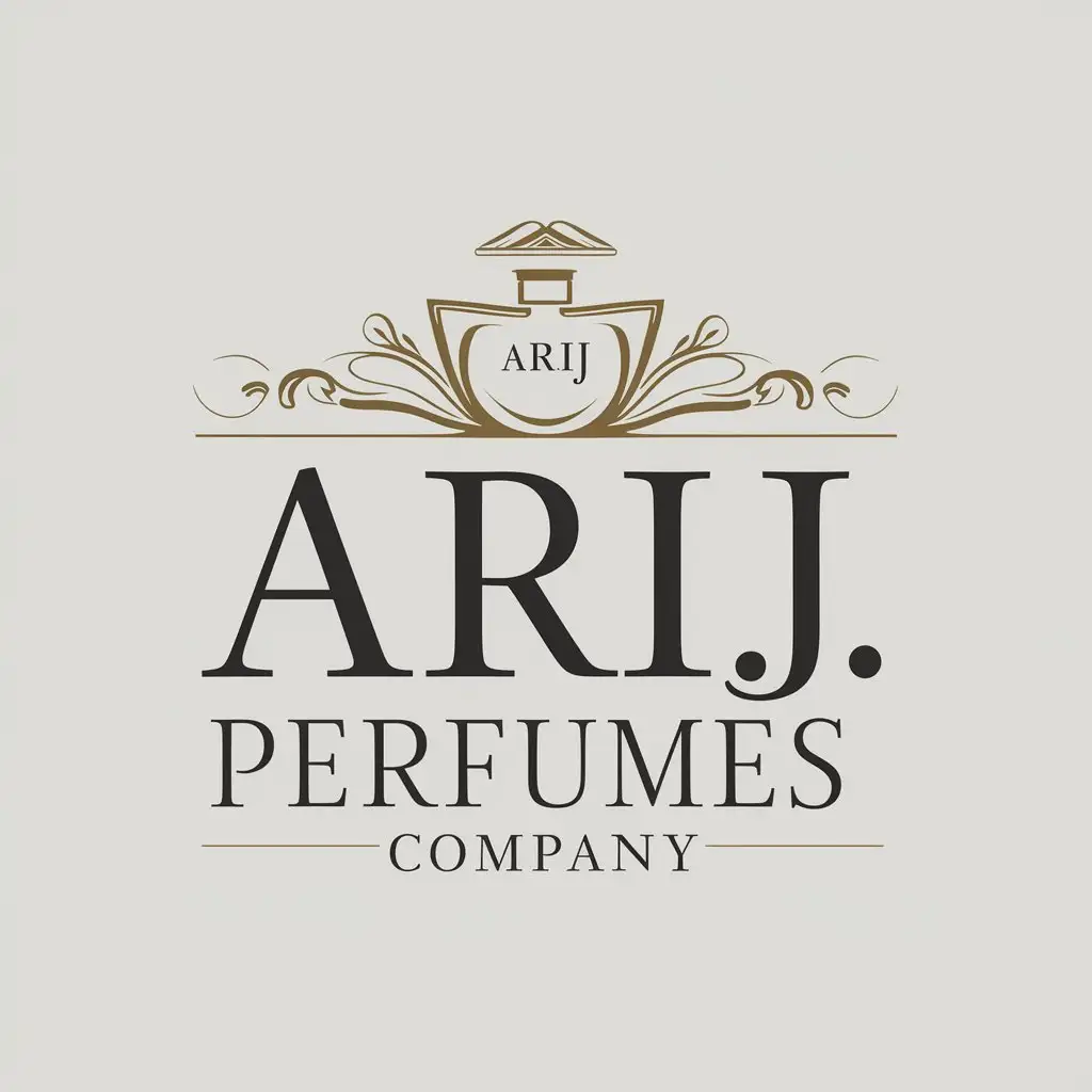 a vector logo design,with the text "Arij Perfumes company", main symbol:perfume,Moderate,be used in perfume industry,clear background