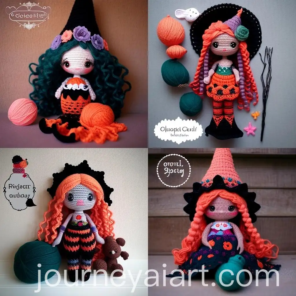 Amigurumi-Crochet-Little-Witch-Girl-with-Pumpkin-Lamp