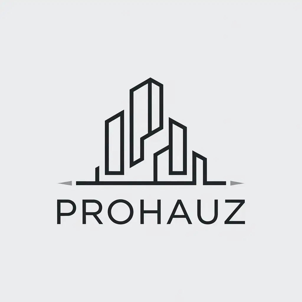 a vector logo design,with the text "ProHauz", main symbol:raising buildings,Minimalistic,clear background