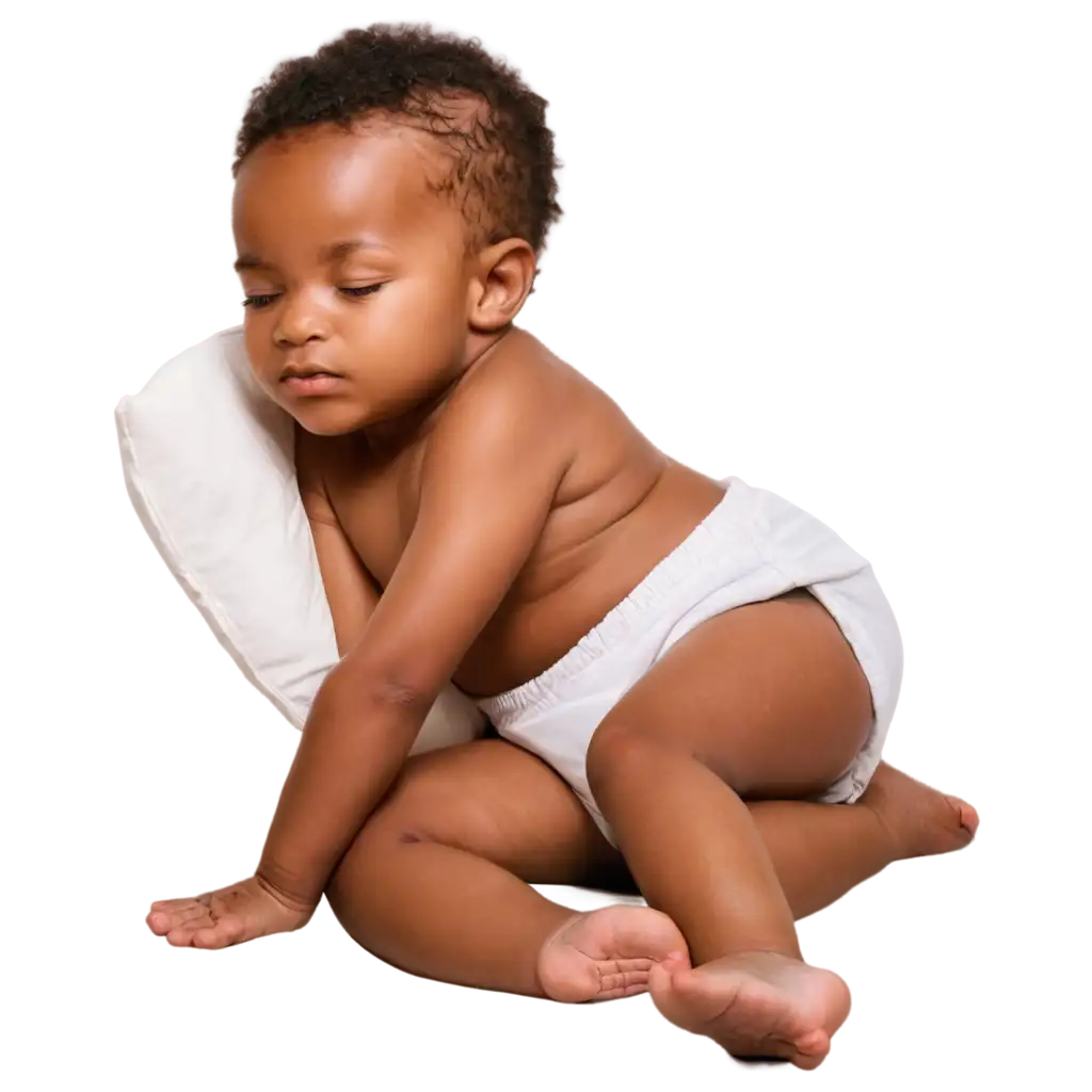 Cute-African-Baby-Peacefully-Sleeping-in-Diaper-PNG-Perfect-for-Your-Design-Projects