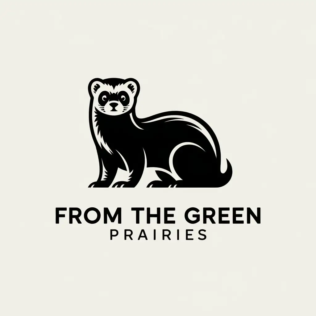 LOGO-Design-For-From-the-Green-Prairies-Sleek-Minimalist-Ferret-in-HighContrast-Black-White