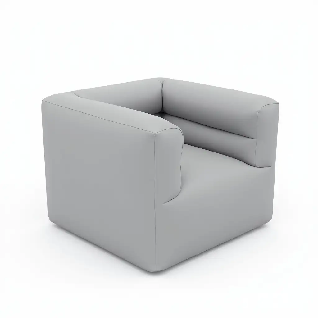 Soft-Matte-Light-Gray-Inflated-Rubber-Cube-Chair-Mattress