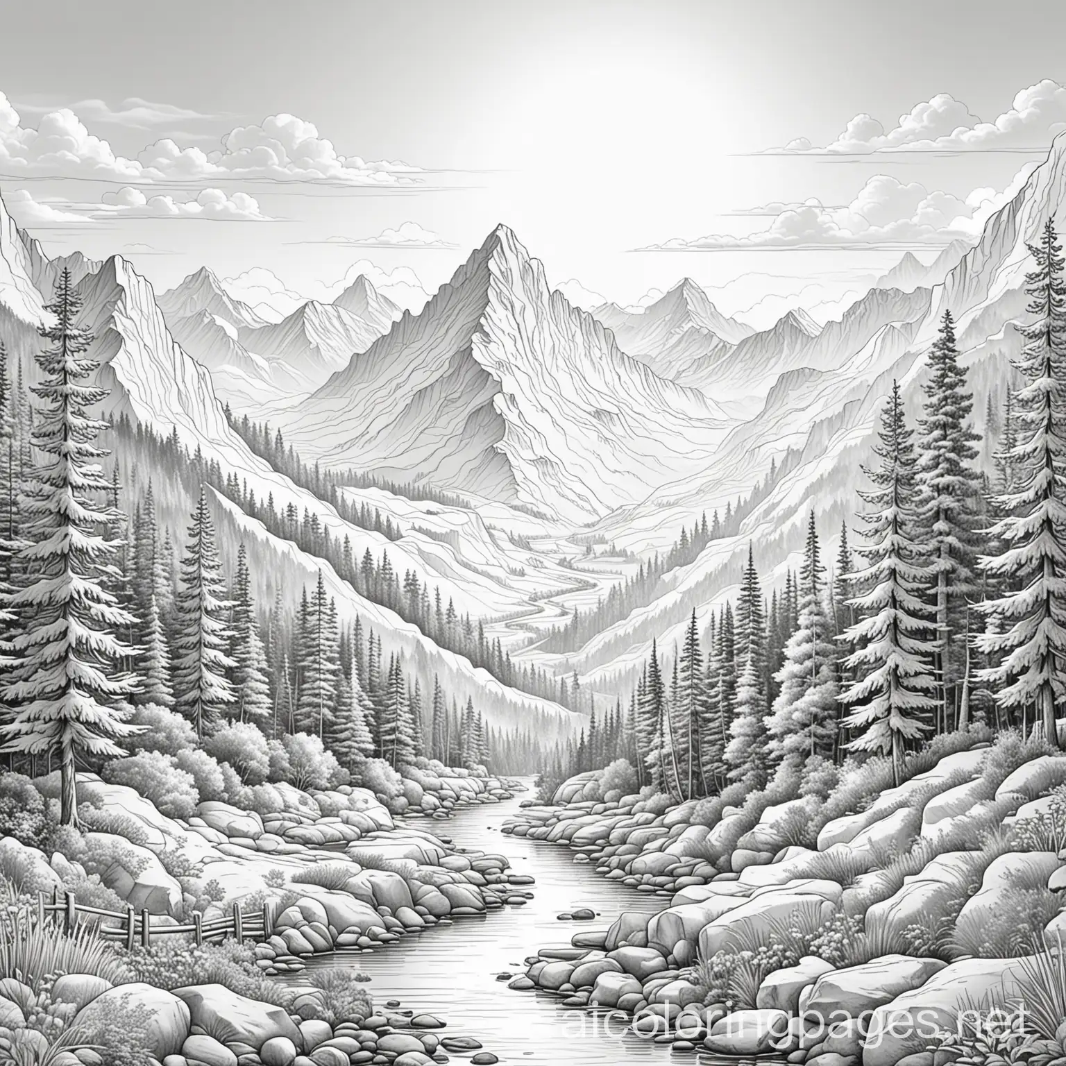 Peaceful-Mountain-Scene-Coloring-Page-for-Serene-Soulful-Moments