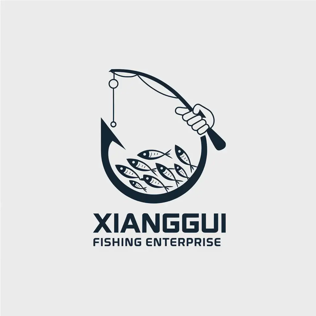 a vector logo design,with the text "Xianggui fishing enterprise", main symbol:Xiangui Fishing Industry,Moderate,clear background