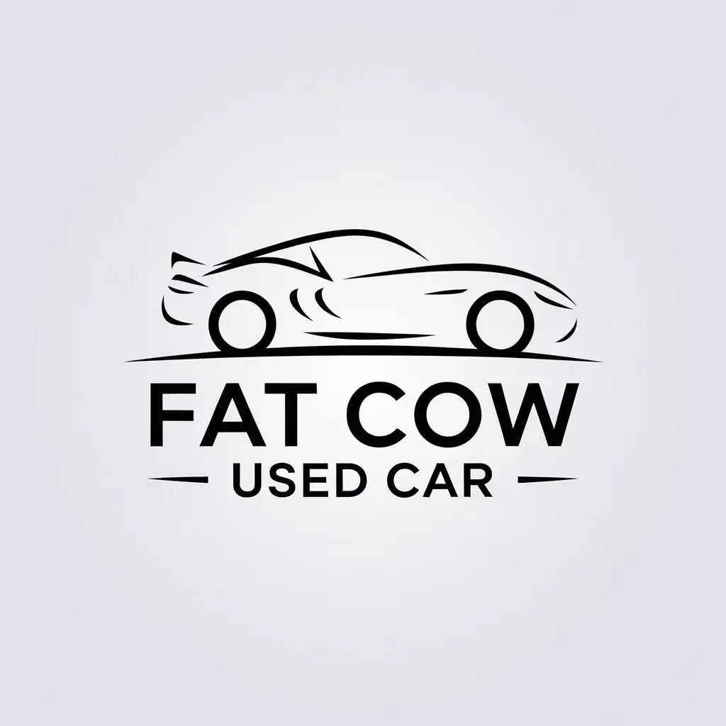 a vector logo design,with the text "fat cow used car", main symbol:car,Minimalistic,be used in Automotive industry,clear background